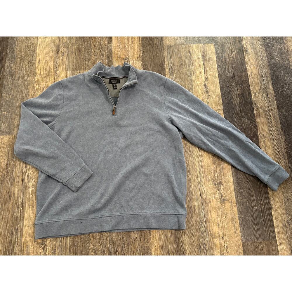 Nordstrom Men Shop Heather Blue Gray Quarter Zip Pullover Sweater XXL Cotton Mix
